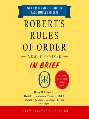 cover image of Robert's Rules of Order Newly Revised In Brief